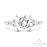 Bridal 5 Stone Round Semi-Mount Engagement Ring in White Gold