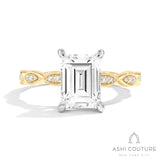 Bridal Emerald Semi-Mount Engagement Ring in Yellow and White Gold
