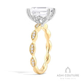 Bridal Emerald Semi-Mount Engagement Ring in Yellow and White Gold