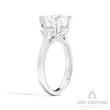 Bridal Pear 3-Stone Semi-Mount Engagement Ring With Trap Side Diamonds in White Gold