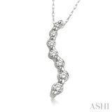1/10 Ctw Swirl Journey Diamond Pendant in 14K White Gold with Chain