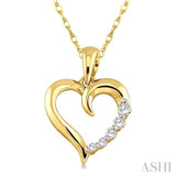 1/10 Ctw Round Cut Diamond Heart Shape Journey Pendant in 10K Yellow Gold with Chain