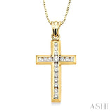 1/2 Ctw Round Cut Diamond Cross Pendant in 14K Yellow Gold with Chain