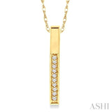 1/10 Ctw Round Cut Diamond Stick Pendant in 14K Yellow Gold with Chain