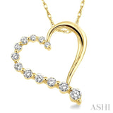 1/4 Ctw Round Cut Diamond Heart Half Journey Pendant in 14K Yellow Gold with Chain