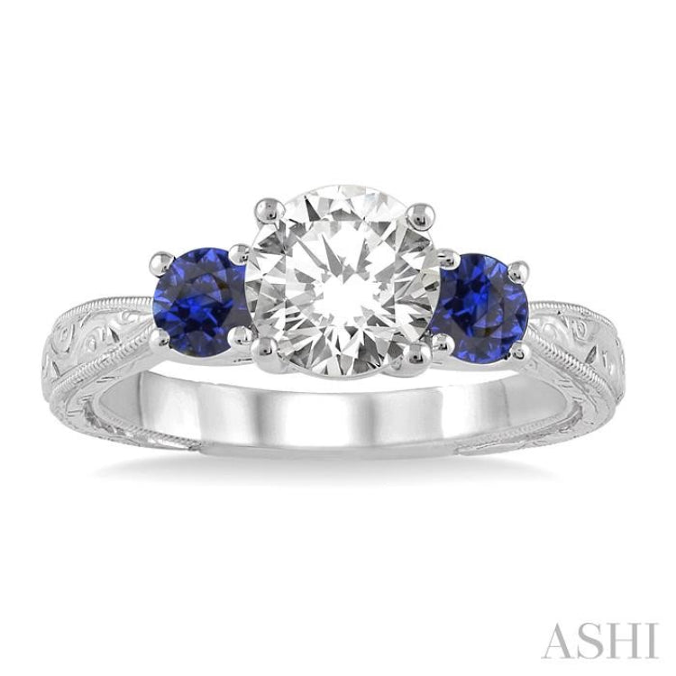 Gemstone & Diamond Semi-Mount Engagement Ring