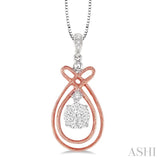 1/4 Ctw Lovebright Round Cut Diamond Pendant in 14K Rose and White Gold with Chain