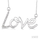 1/50 Ctw Single Cut Diamond Love Pendant in Sterling Silver with Chain