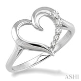 1/50 Ctw Single Cut Diamond Heart Shape Diamond Journey Ring in Sterling Silver