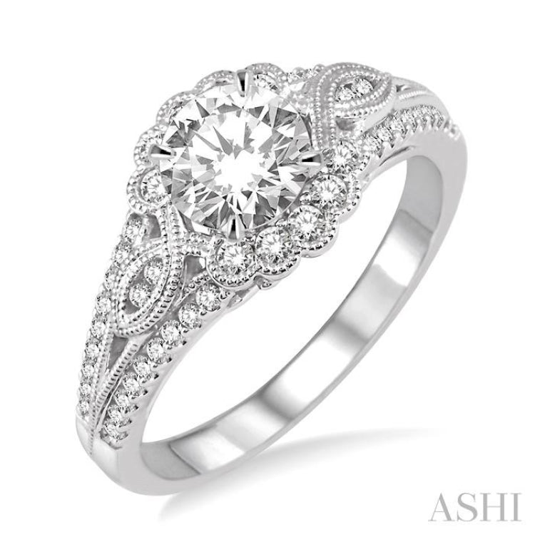 Flower Shape Diamond Engagement Ring