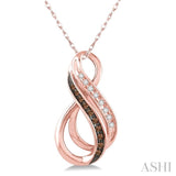 1/8 Ctw White and Champagne Brown Diamond Pendant in 10K Rose Gold with Chain
