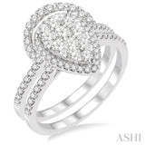 3/4 Ctw Diamond Lovebright Wedding Set with 1/2 Ctw Engagement Ring and 1/5 Ctw Wedding Band in 14K White Gold