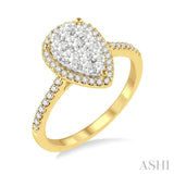 1/2 Ctw Pear Shape Diamond Lovebright Ring in 14K Yellow and White Gold