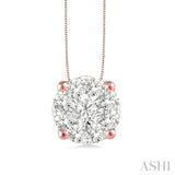 3/4 Ctw Lovebright Round Cut Diamond Pendant in 14K Rose and White Gold with Chain
