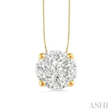 1/3 Ctw Lovebright Round Cut Diamond Pendant in 14K Yellow and White Gold with Chain
