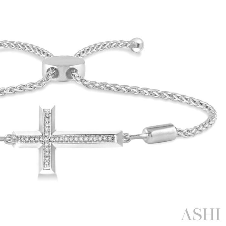 Silver Cross Lariat Diamond Bracelet