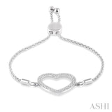 Silver Heart Shape Lariat Diamond Bracelet