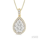1/3 Ctw Pear Shape Diamond Lovebright Pendant in 14K Yellow and White Gold with Chain