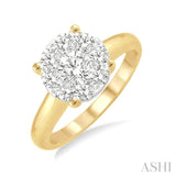 3/4 Ctw Lovebright Round Cut Diamond Ring in 14K Yellow and White Gold