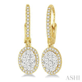 3/8 Ctw Oval Shape Diamond Lovebright Earrings in 14K Yellow and White Gold