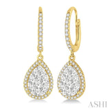 3/4 Ctw Pear Shape Diamond Lovebright Earrings in 14K Yellow and White Gold
