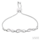 Silver Infinity Shape Lariat Diamond Bracelet