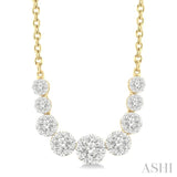1 Ctw Round Cut Diamond Lovebright Necklace in 14K Yellow and White Gold