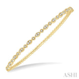 3/8 Ctw Marquise & Round Mount Stackable Diamond Bangle in 14K Yellow Gold