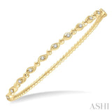 1/4 Ctw Marquise Link Round Cut Stackable Diamond Bangle in 14K Yellow Gold
