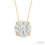 1/8 Ctw Lovebright Round Cut Diamond Pendant in 14K Yellow Gold with Chain