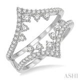 5/8 Ctw Pointed Arch Round Cut Diamond Insert Ring in 14K White Gold
