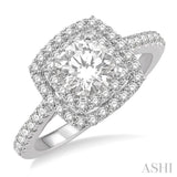 1 Ctw Round Cut Center Stone Diamond Ladies Engagement Ring in 14K White Gold