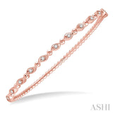 1/4 Ctw Marquise Link Round Cut Stackable Diamond Bangle in 14K Rose Gold