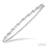 1/4 Ctw Marquise Link Round Cut Stackable Diamond Bangle in 14K White Gold