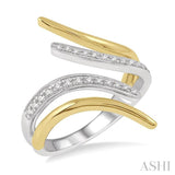 1/6 Ctw Forked Two Tone Open Shank Round Cut Diamond Fashion Ring in 10K White and Yellow Gold