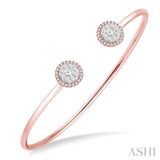 5/8 Ctw Lovebright Round Open Cuff Diamond Bangle in 14K Rose and White Gold