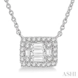 1/3 ctw Baguette and Round Cut Diamond Necklace in 14K White Gold