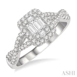 1/2 Ctw Entwined Shank Baguette & Round Cut Fusion Diamond Ring in 14K White Gold