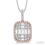 1 Ctw Baguette & Round Cut Fusion Diamond Pendant in 14K White and Rose Gold