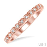 1/10 ctw Square & Circular Mount Round Cut Diamond Stackable Band in 14K Rose Gold