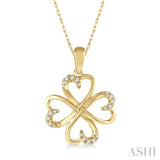 1/10 ctw Infinity Heart Round Cut Diamond Pendant With Chain in 10K Yellow Gold