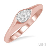 1/10 ctw Pear Shape Lovebright Diamond Ring in 14K Rose and White Gold