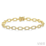 1 1/2 Ctw Round Cut Diamond Encrusted Link Chain Bracelet in 14K Yellow Gold