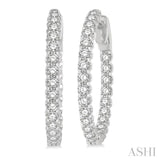 1 1/2 ctw Round Cut Diamond In-Out Hoop Earring in 14K White Gold