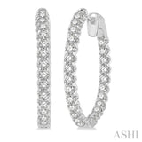 2 ctw Round Cut Diamond In-Out Hoop Earring in 14K White Gold