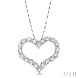 1 Ctw Round Cut Diamond Heart Shape Pendant with Chain in 14K White Gold