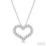 1/4 ctw Heart Charm Round Cut Diamond Pendant With Chain in 14K White Gold