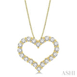 1 ctw Heart Charm Round Cut Diamond Pendant With Chain in 14K Yellow Gold