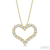 3/4 ctw Heart Charm Round Cut Diamond Pendant With Chain in 14K Yellow Gold