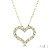 1/2 ctw Heart Charm Round Cut Diamond Pendant With Chain in 14K Yellow Gold